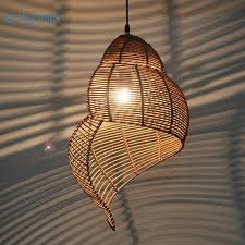 Artpad Southeast Asia Creative Bamboo Pendant Lamp Sea Snail Shape E27 Wicker Lamp Shades Led Lights For Study Parlor Fixtures Light For Wicker Lamp Shadesbamboo Pendant Lamp Aliexpress