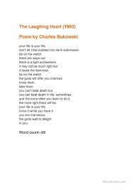 Laughing Man Charles Bukowski Poem Worksheet Free Esl Printable Worksheets Made By Teachers Charles Bukowski Poems Charles Bukowski Quotes Charles Bukowski