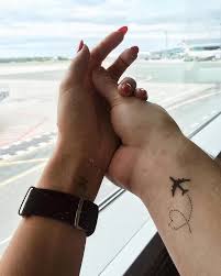 Airplane Tattoo Black Heart Tattoo Planes Temporary Tattoo Adventure Vacation Tattoo For Couple Wrist Small Tattoo Stocking Gift Black Heart Tattoos Airplane Tattoos Mini Tattoos