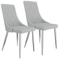 These leather dining chairs are made from rubber wood attached with grey upholstery fabric to provide a very comfortable seat. Devo Contemporary Faux Leather Dining Chair Set Of 2 Light Grey Best Buy Canada