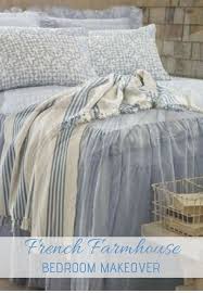 Farmhouse Style Bedding Set Classic Light Blue Soft Chambray Fabric French Country Blue Ru Shabby Chic Homes Farmhouse Style Bedding Shabby Chic Bedrooms