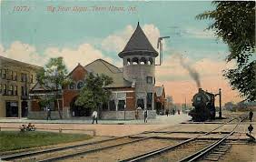 Indiana Old Post Card Haute Indiana In 1912 Train Big Four Railroad Depot Vintage Postcard Terre Haute Indiana Terre Haute The Big Four