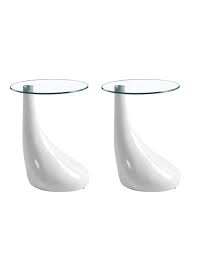 Get 5% in rewards with club o! Goldfan Glass Side Table Set Of 2 Modern Design Sofa End Tables Coffee Table With High Gloss For Living Room Office Small Round Side Table White Buy Online In Grenada At Grenada Desertcart Com Productid