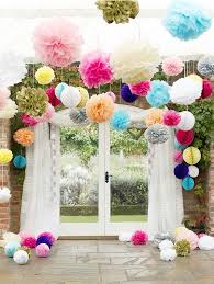 Party Decoration Pompoms Try Hanging With Command Tm Party Ceiling Hooks Getyourpartystarted Wedding Pom Poms Flower Ball Paper Flowers