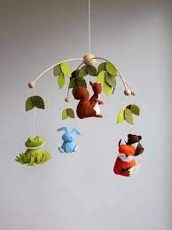 Baby Mobile Woodland Mobile Forest Animal Mobile Wool Felt Mobile Forest Creatures Mobile Owl Frog Squirrel Diy Baby Mobile Diy Baby Stuff Baby Room Diy