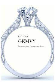 Diamond Cathedral Set Engagement Ring From Gemvy Flower Inspired Un Unique Diamond Engagement Rings Vintage Engagement Rings Unique Cathedral Engagement Rings