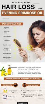 Evening primrose oil may have a positive effect upon hair loss caused by hormonal factors. How To Control Hair Loss Using Evening Primrose Oil Haircareafterchemo Hairlossremediesnatural Oil For Hair Loss Hair Loss Cure Hair Loss Natural Remedy
