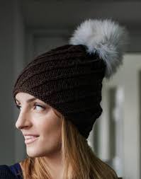 Real Fur Pom Pom Hat Merino Wool Beanie Cable Knit Hat Knitted Hats for  Women Womens Beanie With Lining White Pom Pom Hat