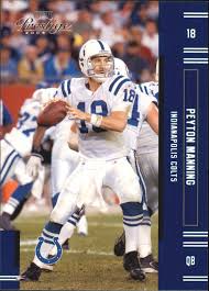 The rookie cards were featured on a silver and blue design while veteran players are shown on a silver and red design. Peyton Manning 2005 Playoff Prestige 59 Football Card Djs Pokemon Cards