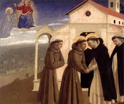Meeting Of St Francis And St Dominic Angelico Altarpiece 1429 Tempera On Wood Staatliche Museen Berlin Fra Angelico St Francis Saint Dominic