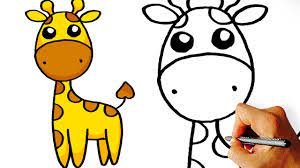 Very Easy How To Draw Cute Cartoon Giraffe Art For Kids Cute Giraffe Drawing Cartoon Giraffe Giraffe Drawing