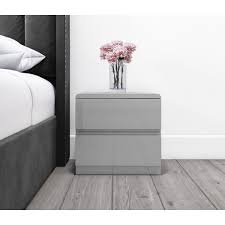 Apicizon round side table, white nightstand coffee end table for living room, bedroom, small spaces, easy assembly decro bedside table with natural the white nightstand is a great way to bring color to any space, and it's a piece of furniture that can make your bedroom feel cozy and warm. Grey Gloss 2 Drawer Bedside Table Lyra Buyitdirect Ie