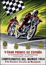 1954 Spanish Grand Prix Vintage Motorcycle Posters Vintage Racing Poster Motorcycle Posters