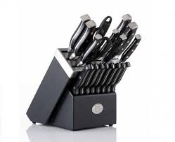 Ensemble De Couteaux Ombre Avec Bloc En Bois 19 Articles Knife Sets Knife Wooden Blocks
