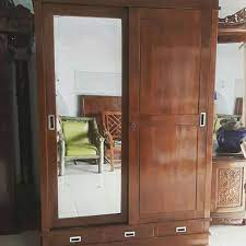 Lemari pakaian kayu 2 pintu. Lemari Pakaian 2 Pintu Sliding Geser Coklat Kayu Partikel Minimalis Lazada Indonesia