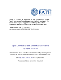 Pdf Family Members Affected By A Close Relative S Addiction The Stress Strain Coping Support Model