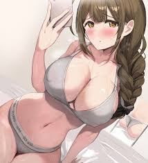 phone, bra, underwear, breasts, covered nipples - Anime R34