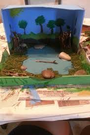 Shoebox Pond Diorama Kids Projects For School Pond Diorama Habitats Projects Diorama Kids Ecosystems Projects