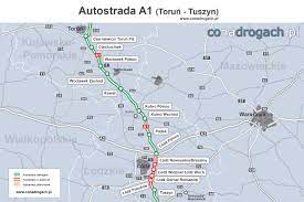 Except for its southernmost section, the motorway is a part of european route e75. Mapa Autostrady A1 Torun Lodz Tuszyn Mapy I Plany Conadrogach Pl