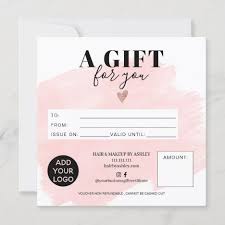 Pink Brushstroke Chic Square Gift Certificate Logo Zazzle Com In 2020 Gift Certificates Custom Holiday Card Christmas Gift Card