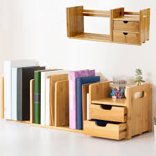 Si tratta di cassette impilabili e pallettizzabili. Libreria Estensibile In Legno Di Bamboo Con 2 Cassetti Bakaji