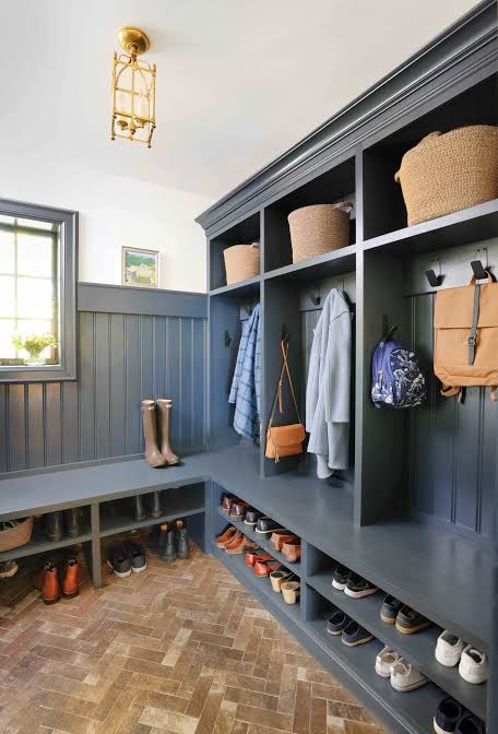 Mudrooms and entryways require highly durable, washable paint finishes., AI generated