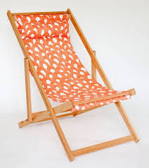 Trina Turk Orange And White Outdoor Fabric On White Oak Deck Chair Deck Chairs Outdoor Chairs Outdoor Furniture