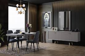 Ad043 top şekilli 5li yemek masası gold led avize. Natura Yemek Odasi Inobilya