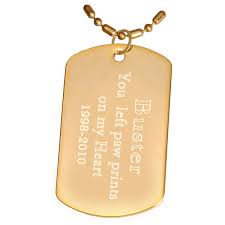 Mens gold stainless steel tiger eye dog tag pendant with cubic zirconia and 24 rolo chain. Engraved Gold Plated Dog Tag Pendant With Chain Or Keyring