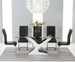 Nevada 180cm Black And White High Gloss And Glass Dining Table With Malaga Chairs White Dining Table Dining Table Chairs Dining Table