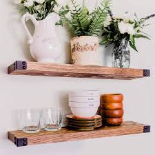 Organize your living room with modern bookshelves & bookcases. Amazon Com Wg Willow Grace Designs Floating Shelves For Wall Mounted Modern Rustic All Wood Wall Shelves Set Of 2 For Bedroom Bathroom Family Room Kitchen With Decorative Iron Corners 24 X