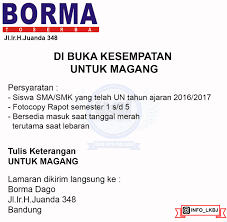 Kegunaannya supaya anda yang sedang mencari kerja jadi terbayang gaji yang pantas jika bekerja di online shop. Lowongan Kerja Borma Bandung
