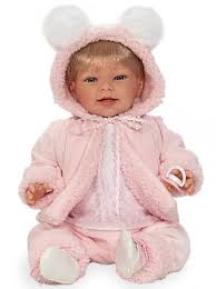 Nines d'onil baby doll toy, gray and blue, soft scented body + accessories. Nines D Onil Spielpuppen Galerista