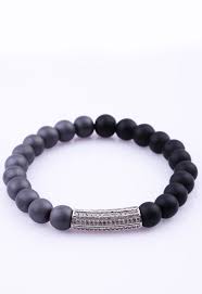 Siyah Zirkon Motifli Dogal Tas Erkek Bileklik Blk1121 Men Bracelet Man Bracelets