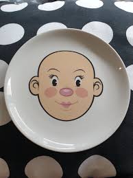 Adorable Vintage Ms Food Face From Fred Plays With His Food Series Girl  Plate Child's White Ceramic Happy Plate Design by Jason Amendolara