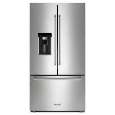 Kitchenaid 36 In W 23 8 Cu Ft French Door Refrigerator In Printshield Stainless Counter Depth Krfc704fps At The Home Depot Interiores Refrigerador Cocinas