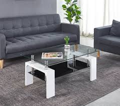 Tisch glastisch rund esstisch küchentisch wohnzimmer weiß chrom. Mobilia Couchtisch 100x80 Cm Mit Ablageboden Weiss Mit Schwarz Hochglanzlackiert Glastisch Wohnzimmer