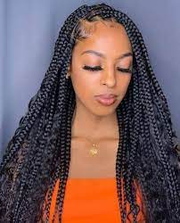 Braided Wig Medium Size Box Braids Wigs For Black Women Knotless Braids Cornrows Wig Lace Frontal Wig Knotless Braided Wig Full Lace In 2021 Braids With Curls Girls Hairstyles Braids Braided Hairstyles