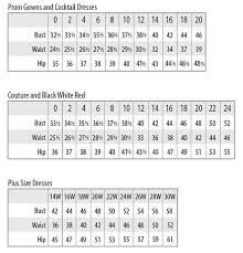 Mac Duggal Dress And Gown Size Chart