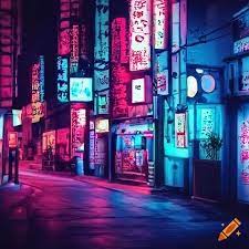 Neon-lit streets in tokyo on Craiyon