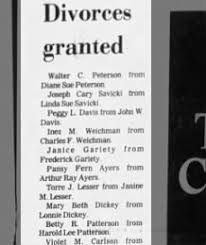 Patsy Ayers and Arthur Ayers Divorced