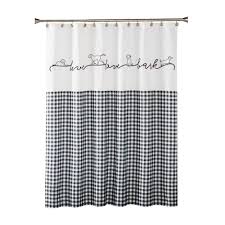 Black And White Shower Curtain Farmhouse Farmhouse Dogs 72 In Black Shower Curtain Black Shower Curtains Black Shower Fabric Shower Curtains