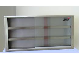 Brushed stainless steel anodizing finish is specifically designed to match most major stainless steel appliances and cabinet doors. Stainless Steel Body Sliding Glass Door Wall Mounted Cupboard 2 Standard Shelf