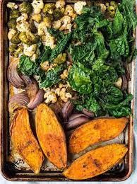 I am allowed sweet potatoes so i added one and the whole thing was yummy! Whole30 Vegetarian Power Bowl Roasted Sweet Potato Broccoli Cauliflower Kale And Red Onion Make Roasted Sweet Potatoes Vegetarian Fresh Vegetable Recipes