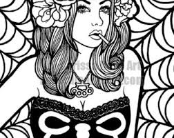 Has been added to your cart. Pinup Girl Coloring Etsy