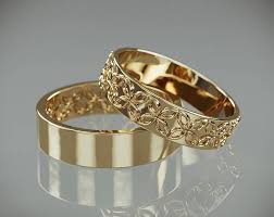 14k White Gold Celtic Flower Wedding Rings Set Handmade 14k White Gold Celtic Flower Wedding Rings His And Hers Wedding Bands Set Wedding Rings For Women White Gold Ring