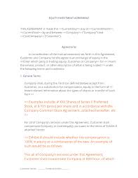 Equity Investment Contract Equity Investing Agreement