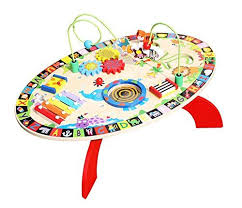 Pidoko Kids Wooden Multiactivity Baby Play Table Learning Center For Kids Including Bead Maze Musical Notes Pound And Tap Allin1 Multifunctional Educational Toy Educational Baby Toys Toddler Play Table Educational Toys