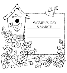 First day of spring coloring page. Women S Day Card Coloring Page 1 Online Coloring Pages