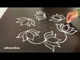 Beautiful Lotus Design Chukki Rangoli 9 5 Interlaced Dots Kolam With Lotus Design Youtube Lotus Design Rangoli Designs With Dots Rangoli Border Designs